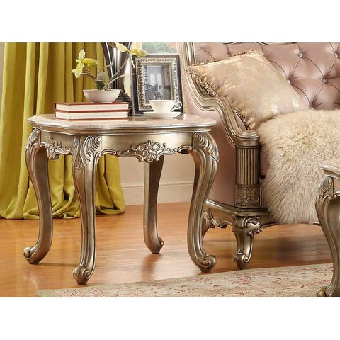 Homelegance Fiorella End Table In Marble Top / Champagne
