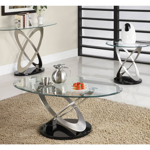 Homelegance Firth 3 Piece Coffee Table Set in Chrome & Black Metal
