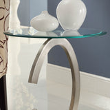 Homelegance Galaxy Round Glass Chairside Table w/ C-Shaped Base
