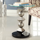 Homelegance Galaxy Round Glass Chairside Table w/ Figurine Base