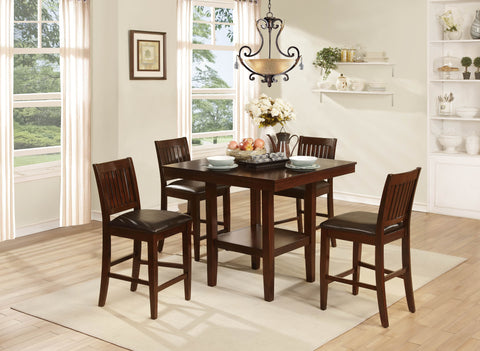 Homelegance Galena 5 Piece Counter Height Set in Warm Cherry