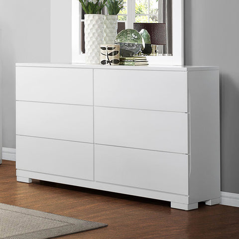 Homelegance Galva 6 Drawer Dresser in Glossy White
