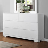 Homelegance Galva 6 Drawer Dresser w/ Mirror in Glossy White