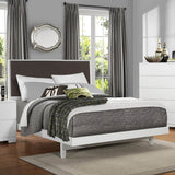 Homelegance Galva Platform Bed w/ Dark Brown Linen Headboard in Glossy White
