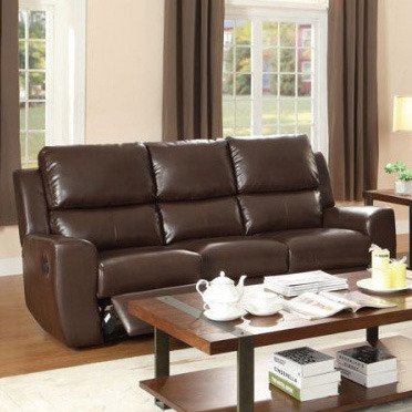 Homelegance Gannet Double Reclining Sofa in Brown Leather
