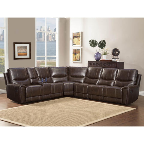 Homelegance Gerald Leather Sectional Reclining Sofa in Rich Brown