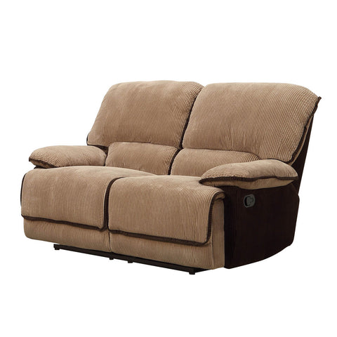 Homelegance Grantham Double Reclining Loveseat in Chocolate & Brown