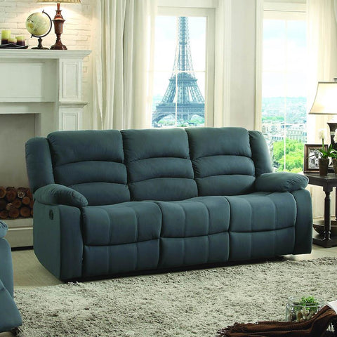 Homelegance Greenville Double Reclining Sofa in Blue Grey Velvet