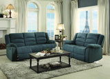 Homelegance Greenville Double Reclining Sofa in Blue Grey Velvet
