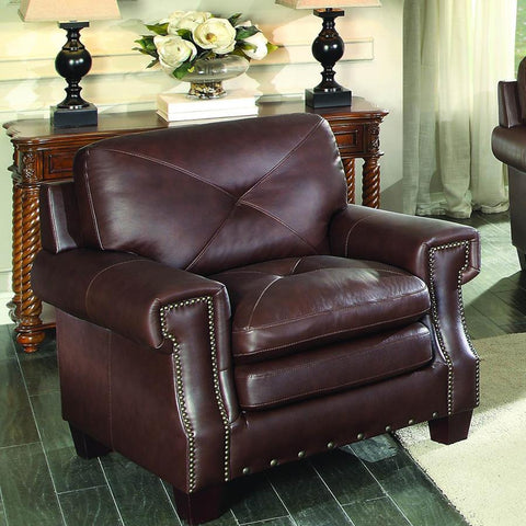 Homelegance Greermont Upholstered Chair in Brown Leather
