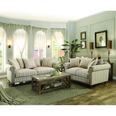 Homelegance Hadleyville 2 Piece Living Room Set in Stripe Fabric