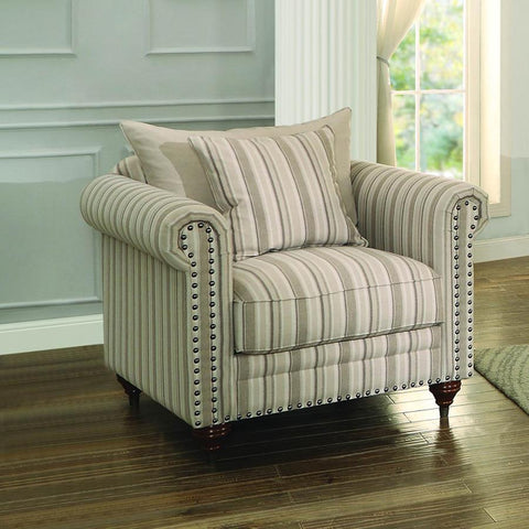 Homelegance Hadleyville Upholstered Chair in Stripe Fabric