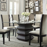 Homelegance Havre 5 Piece Glass Top Dining Room Set w/ Beige Chairs