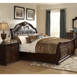 Homelegance Hillcrest Manor 2 Piece Leather Sleigh Bedroom Set in Rich Cherry