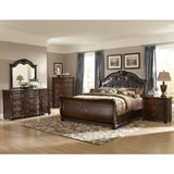 Homelegance Hillcrest Manor 5 Piece Leather Sleigh Bedroom Set in Rich Cherry
