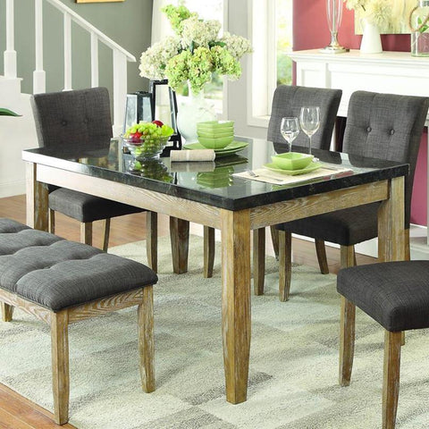 Homelegance Huron Dining Table w/Faux Marble Top in Light Oak