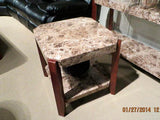 Homelegance Indra 3Pc Occasional Table With Shelf In Faux Marble And Warm Cherry