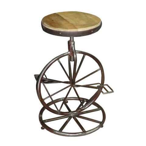 Homelegance Iron Counter Height Stool In Antique Wood