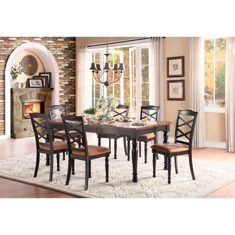 Homelegance Isleton Dining Table With 18" Leaf In Black And Cherry