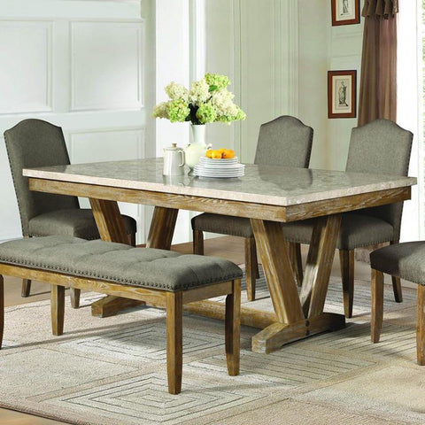 Homelegance Jemez Rectangular Faux Marble Top Dining Table in Weathered