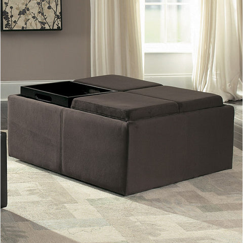 Homelegance Kaitlyn Square Cocktail Ottoman w/ 4 Storage