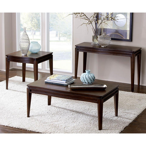 Homelegance Kasler 3 Piece Rectangular Coffee Table Set in Medium Walnut