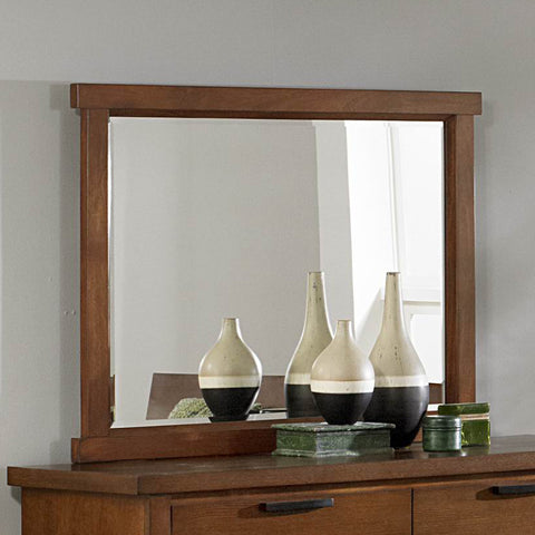 Homelegance Kobe Rectangular Mirror in Medium Oak