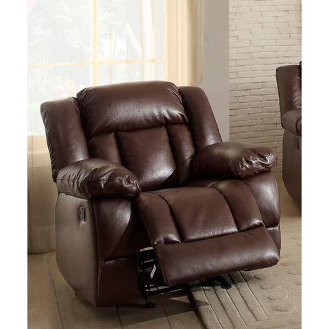 Homelegance Laurelton Chair, Glider Recliner In Dark Brown Bonded Leather Match