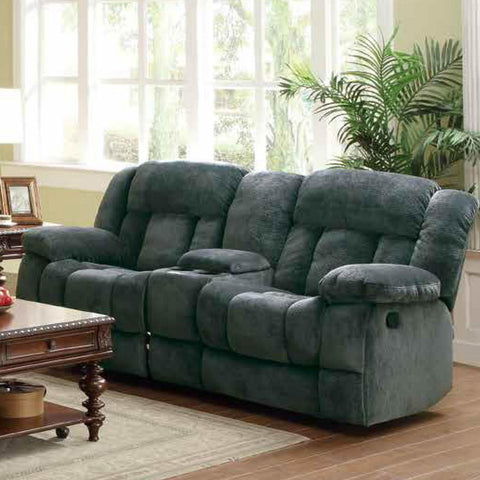 Homelegance Laurelton Doble Glider Reclining Loveseat w/ Center Console in Charcoal Microfiber
