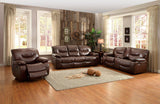 Homelegance Leetown Ls Glider Recliner With Console In Dark Brown Bonded Leather Match
