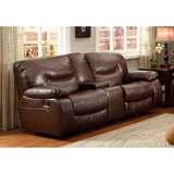 Homelegance Leetown Ls Glider Recliner With Console In Dark Brown Bonded Leather Match