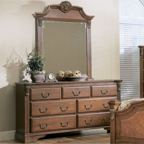 Homelegance Legacy Dresser w/ Mirror in Brown Cherry