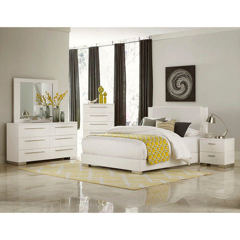 Homelegance Linnea Bed In White High Gloss Finish