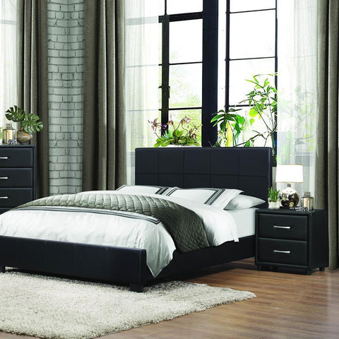 Homelegance Lorenzi 2 Piece Upholstered Platform Bedroom Set in Black Vinyl