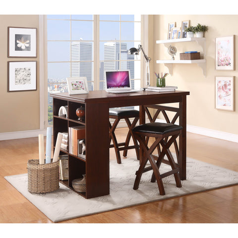 Homelegance Mably 3 Piece Counter Height Table Set in Warm Brown Cherry