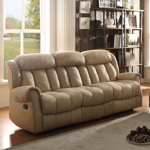 Homelegance Mankato Double Reclining Sofa in Beige Polyester