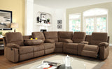 Homelegance Marianna 4 Piece Recliner Living Room Set in Dark Brown Chenille