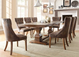 Homelegance Marie Louise Double Pedestal Dining Table in Rustic Brown