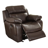 Homelegance Marille 3 Piece Reclining Living Room Set in Brown Leather