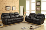 Homelegance Marille 3 Piece Reclining Living Room Set in Black Leather