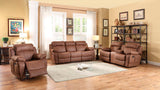 Homelegance Marille Recliner Sofa With Drop Down Cup Holder In Dark Brown Polyester