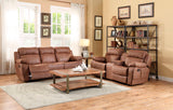 Homelegance Marille Recliner Sofa With Drop Down Cup Holder In Dark Brown Polyester