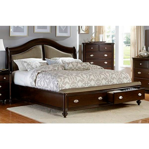 Homelegance Marston Bed In Polyester Headboard & Footboard Bench Seating