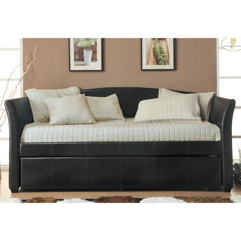 Homelegance Meyer Twin Daybed w/ Pull Out Trundle in Brown Vinyl