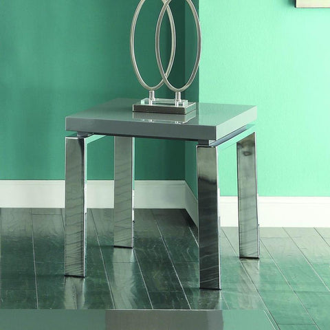 Homelegance Miami Square End Table in High Gloss Dark Grey