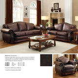 Homelegance Midwood 3 Piece Living Room Set in Dark Brown Leather