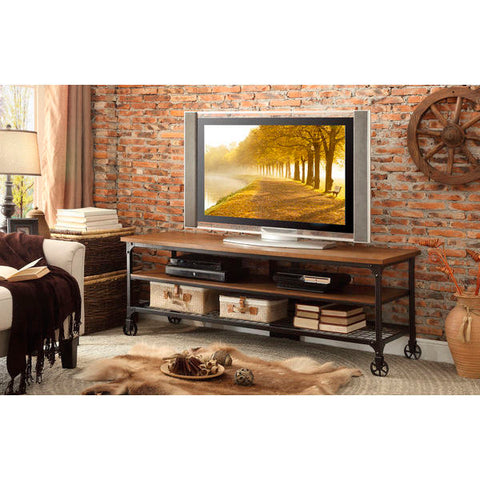 Homelegance Millwood 65 Inch TV Stand in Distressed Ash