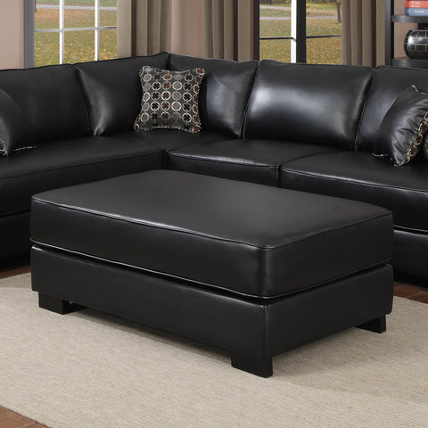 Homelegance Minnis Ottoman in Black Leather