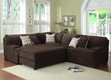 Homelegance Minnis Sectional in Chocolate Fabric