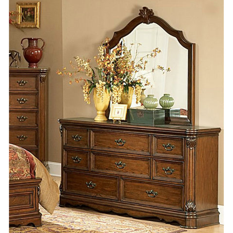 Homelegance Montrose 8 Drawer Dresser w/ Mirror in Brown Cherry
